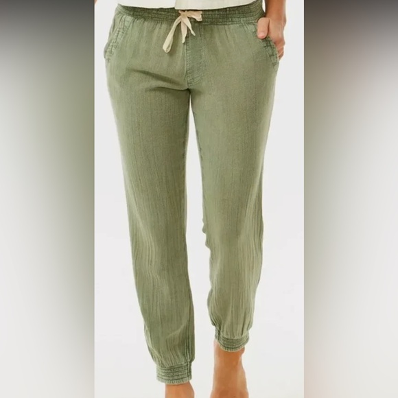 Rip Curl Pants - Rip Curl Classic Surf Pants Jogger Cotton Drawstring Beach Green Size Large NWT